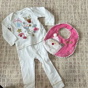 Mudpie 6-9 outfit with matching bib